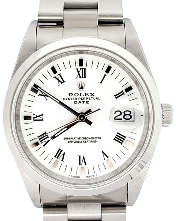 Rolex Oyster Perpetual Date 34MM White "Buckley" Dial Oyster Bracelet (15200)