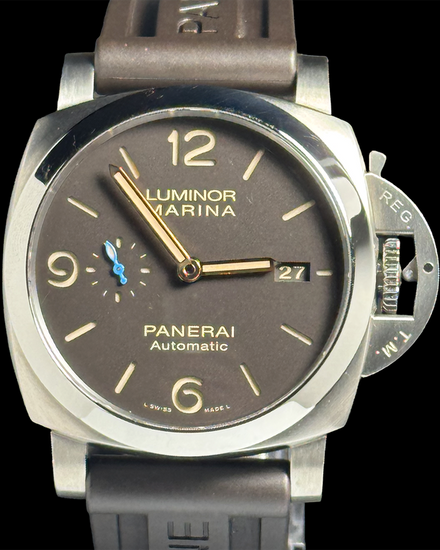 2018 Panerai Luminor 1950 3 Days 44MM Brown Dial Aftermarket Textile Strap (PAM01351)