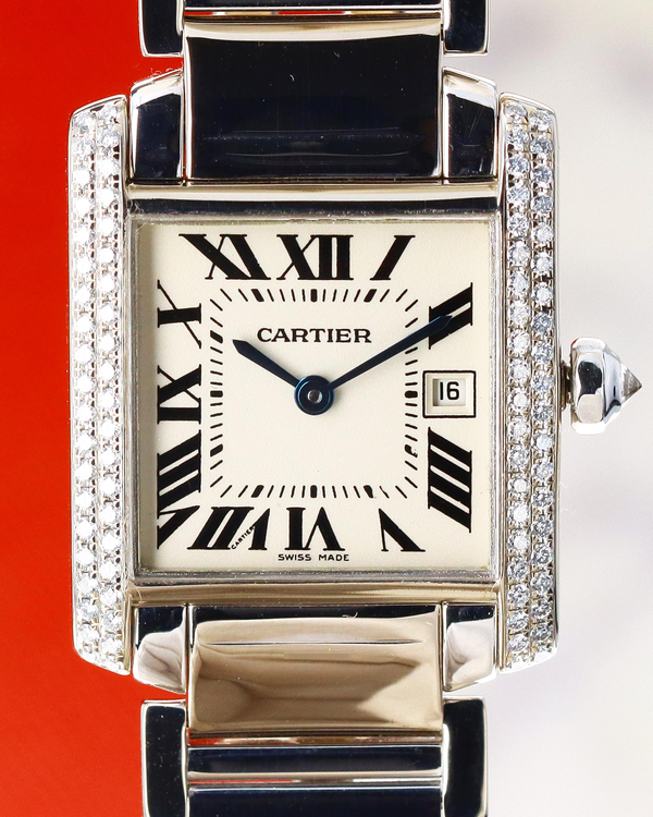 Cartier Tank Française 25MM Quartz White Dial White Gold Bracelet (WE1009S3)