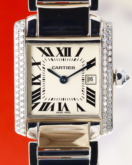 Cartier Tank Française 25MM Quartz White Dial White Gold Bracelet (WE1009S3)