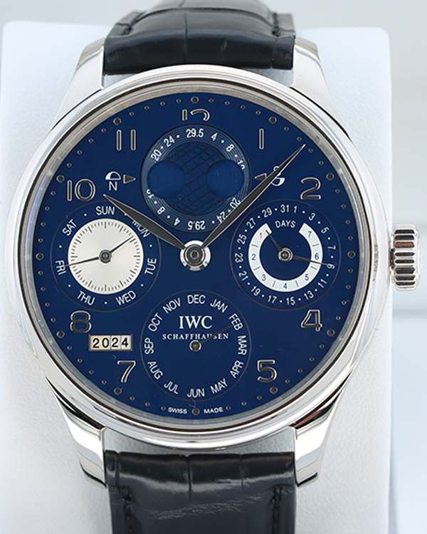 IWC Schaffhausen Portugieser Perpetual Calendar 44.2MM Blue Dial Leather Strap (IW503203)