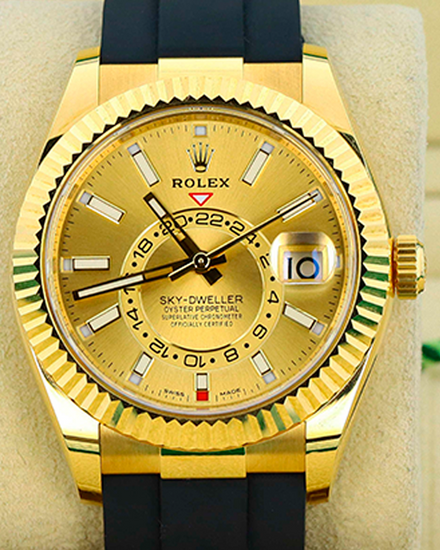 Rolex Sky-Dweller 42MM Champagne Dial Rubber Strap (326238)