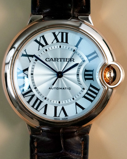 2016 Cartier Ballon Bleu 36MM Silver Dial Leather Strap (WGBB0009)