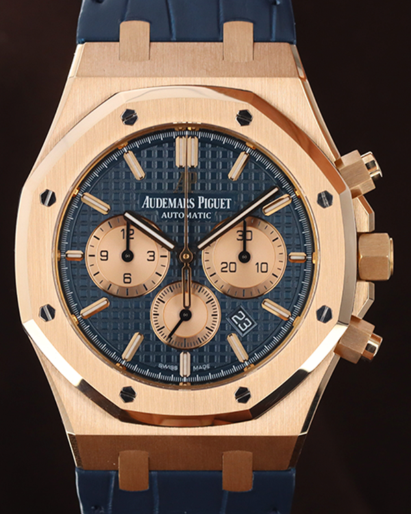 Audemars Piguet Royal Oak Chronograph 41MM Blue Dial Leather Strap (26331OR.OO.D315CR.01)