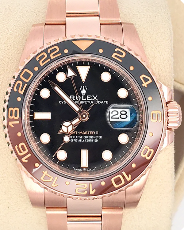 2024 Rolex GMT-Master II "Rootbeer" 40MM Black Dial Rose Gold Oyster Bracelet (126715CHNR)