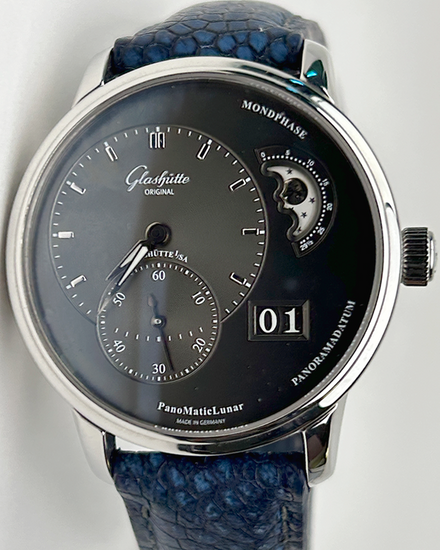 2015 Glashütte Original PanoMaticLunar 40MM Grey Dial Aftermarket Leather Strap (1-90-02-43-32-62)