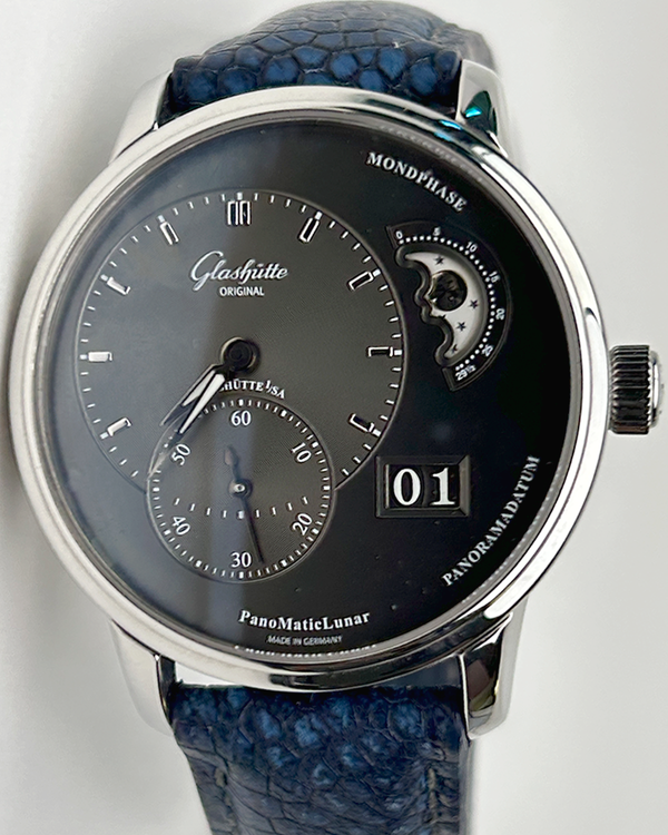 2015 Glashütte Original PanoMaticLunar 40MM Grey Dial Aftermarket Leather Strap (1-90-02-43-32-62)