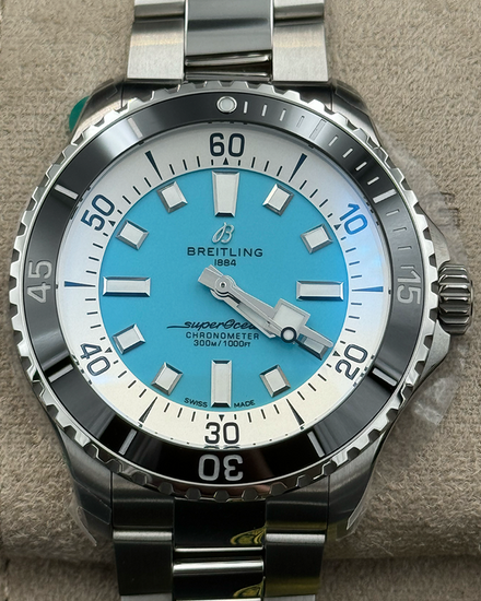 2025 Breitling Superocean 44MM Turquoise Dial Steel Bracelet (A17376211L2A1)