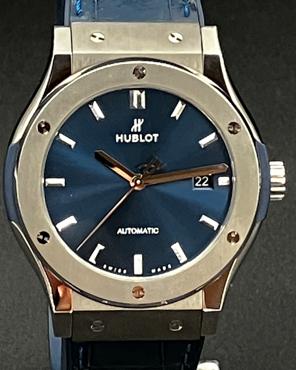 Hublot Classic Fusion 42MM Blue Dial Leather Strap (542.NX.7170.LR)