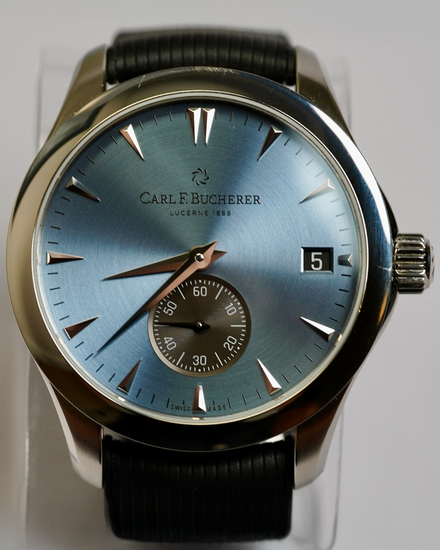 No Reserve - 2023 Carl F. Bucherer Manero Peripheral 40.6MM Ice Blue Dial Rubber Strap (00.10924.08.53.01)