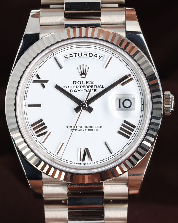 Rolex Day-Date 40MM White Dial White Gold President Bracelet (228239)