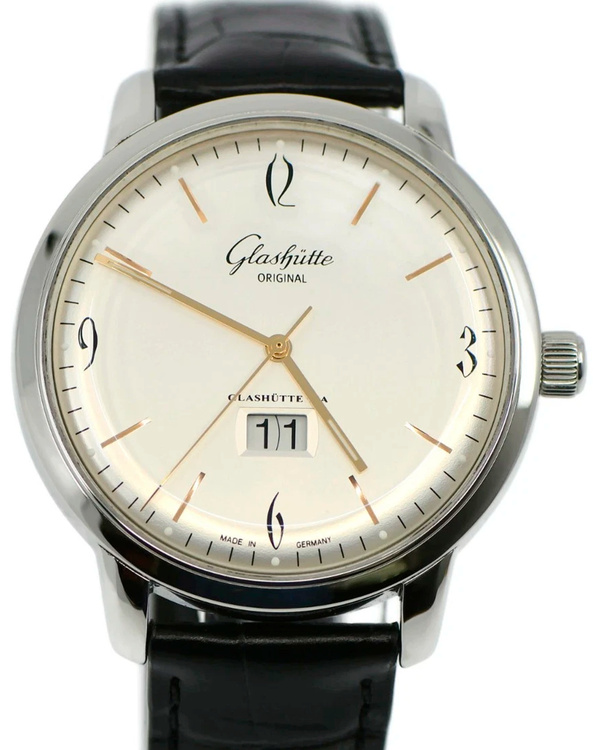 2019 Glashütte Original Sixties Panorama Date 42MM Silver Dial Leather Strap (2-39-47-01-02-04)