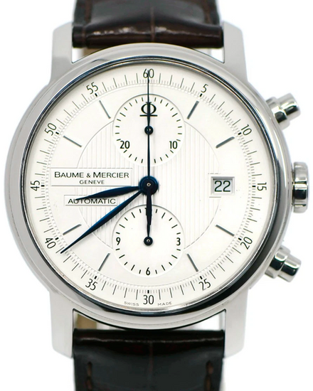 Baume & Mercier Classima Chronograph 42MM Silver Dial Leather Strap (65560)