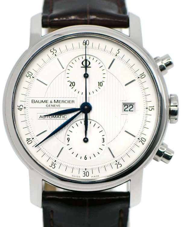 Baume & Mercier Classima Chronograph 42MM Silver Dial Leather Strap (65560)
