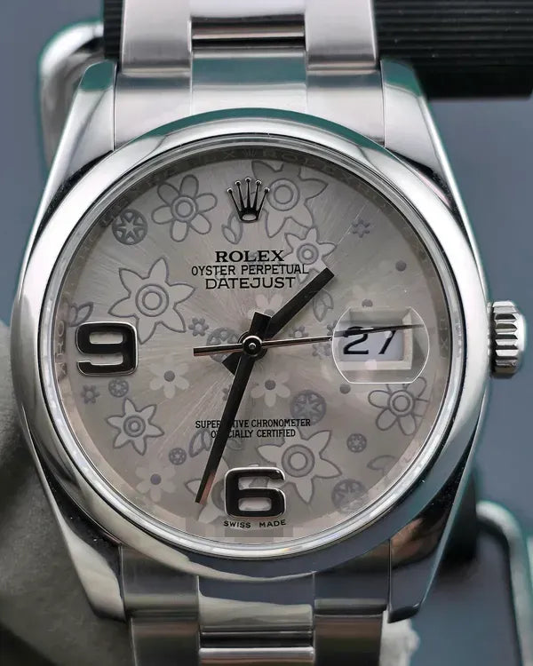 Rolex Datejust 36MM Silver "Floral Motif" Dial Oyster Bracelet (116200)