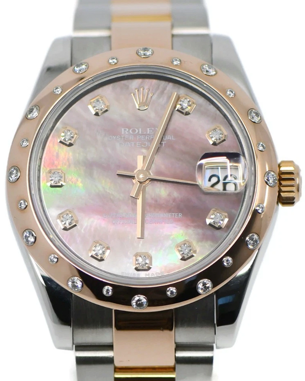 2010 Rolex Datejust 31MM Black "Mother of Pearl" Dial Two-Tone Oyster Bracelet (178341)