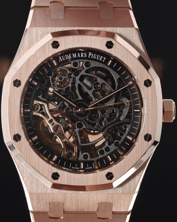 Audemars Piguet Royal Oak Double Balance Wheel Openworked 41MM Skeleton Dial Rose Gold Bracelet (15407OR.OO.1220OR.01)