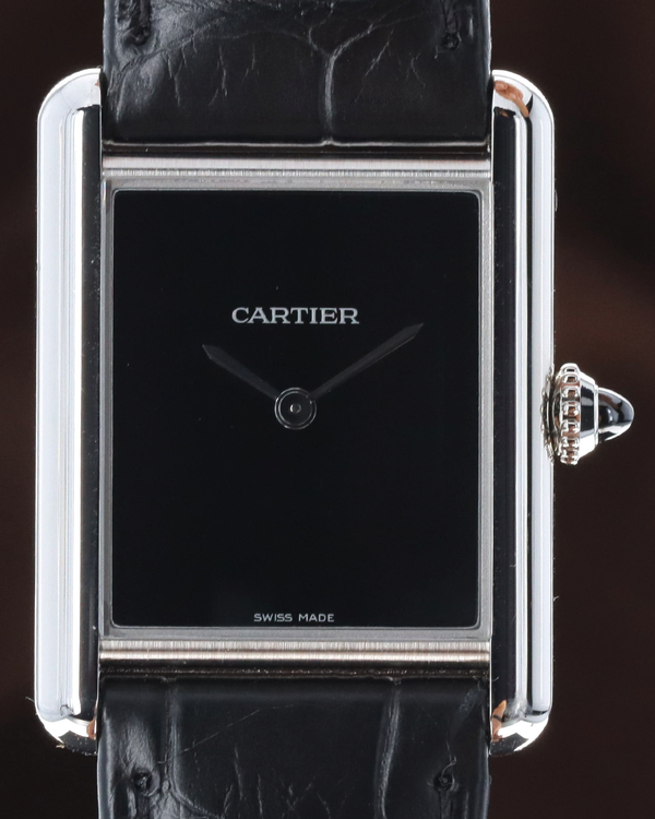 2021 Cartier Tank Must 25.5MM Quartz Black Dial Leather Strap (WSTA0064)