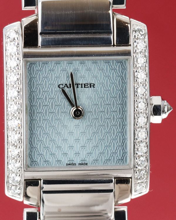 Cartier Tank Française 20MM Quartz Blue Dial White Gold Bracelet (WE1002S3)