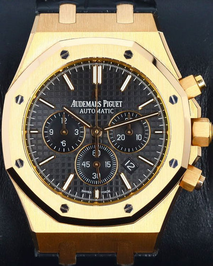 Audemars Piguet Royal Oak Chronograph 41MM Black Dial Leather Strap (26320OR.OO.D002CR.01)