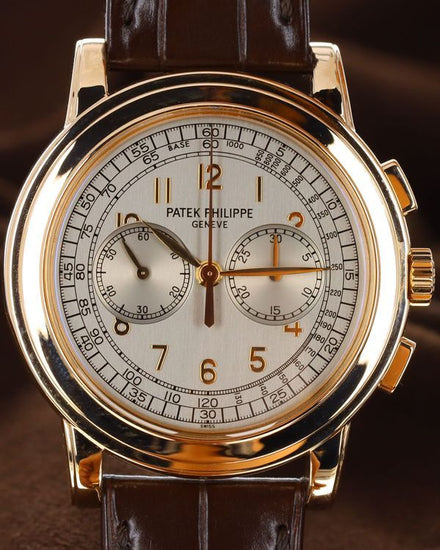 Patek Philippe Complications Chronograph 42MM Silver Dial Leather Strap (5070R-001)