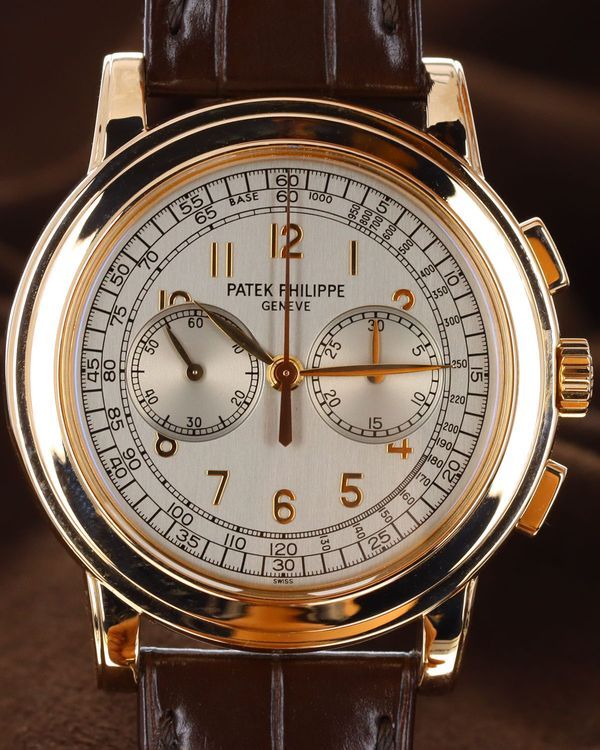 Patek Philippe Complications Chronograph 42MM Silver Dial Leather Strap (5070R-001)