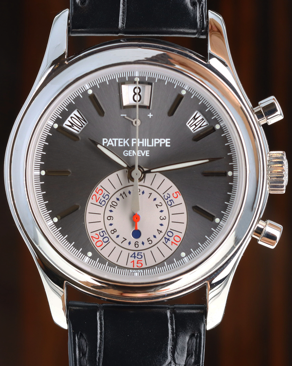 Patek Philippe Annual Calendar Chronograph 40.5MM Grey Dial Leather Strap (5960P-001)