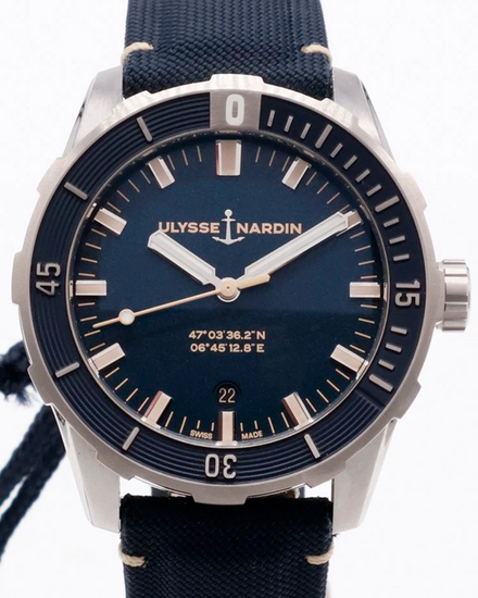 Ulysse Nardin Diver 42MM Blue Dial Textile Strap (8163-175/93)