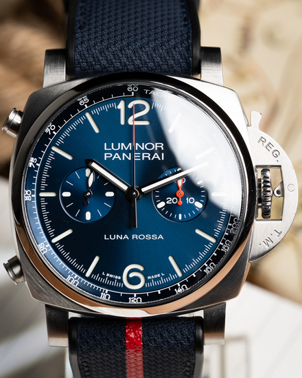 2022 Panerai Luminor Chrono Luna Rossa 44MM Blue Dial Rubber Strap (PAM01303)