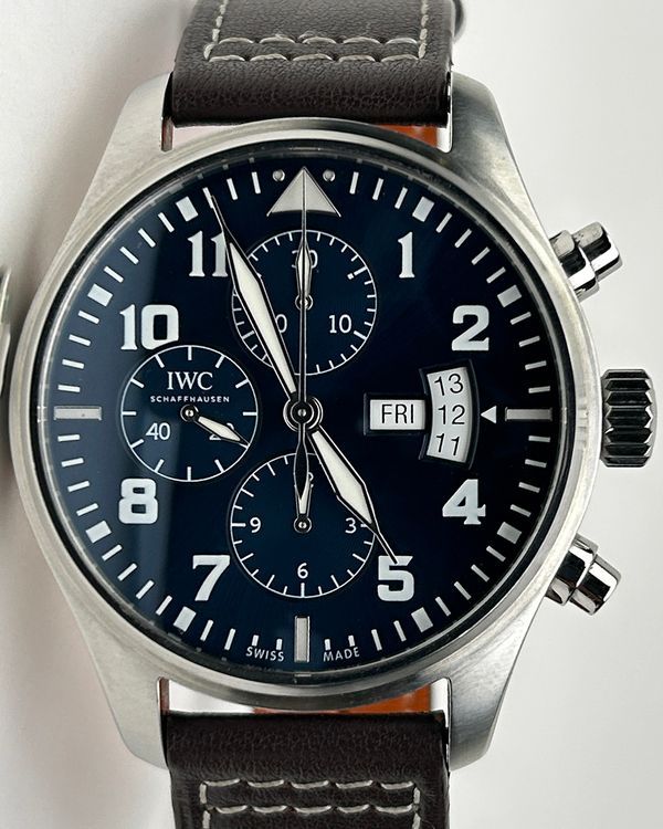 IWC Schaffhausen Pilot Chronograph "Le Petit Prince" 43MM Blue Dial Leather Strap (IW377706)