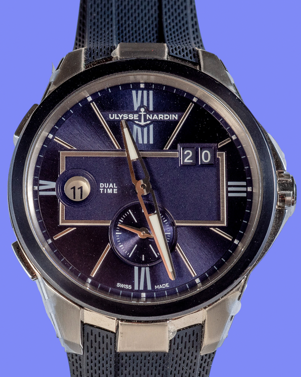 2025 Ulysse Nardin Dual Time 42MM Blue Dial Rubber Strap (243-20/43)