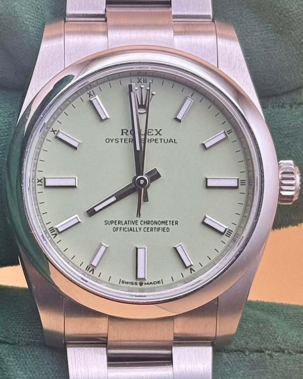 2025 Rolex Oyster Perpetual 34MM Pistachio Dial Oyster Bracelet (124200)