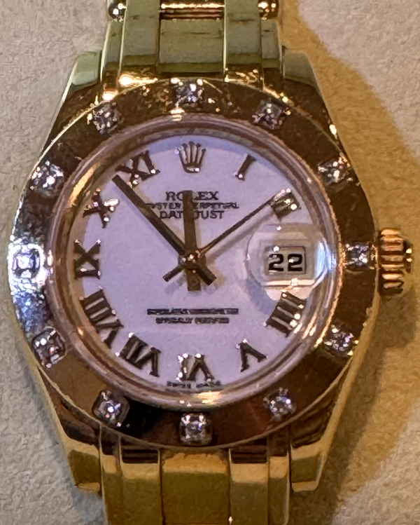 2011 Rolex Lady-Datejust 29MM White Dial Yellow Gold Pearlmaster Bracelet (80318)
