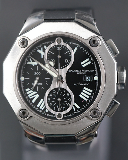 Baume & Mercier Riviera XL Chronograph 43MM Black Dial Rubber Strap (65605)