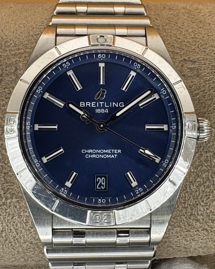 Breitling Chronomat 36MM Blue Dial Steel Bracelet (A10380)