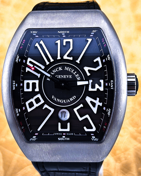Franck Muller Vanguard Yachting 44MM Black Dial Leather Strap (V45 SC DT)