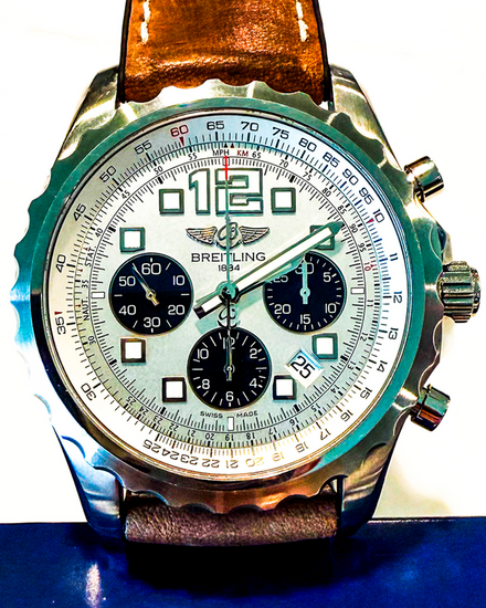 Breitling Chronospace 47MM Silver Dial Leather Strap (A23360)