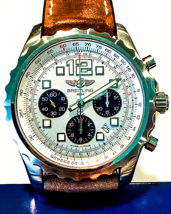 Breitling Chronospace 47MM Silver Dial Leather Strap (A23360)