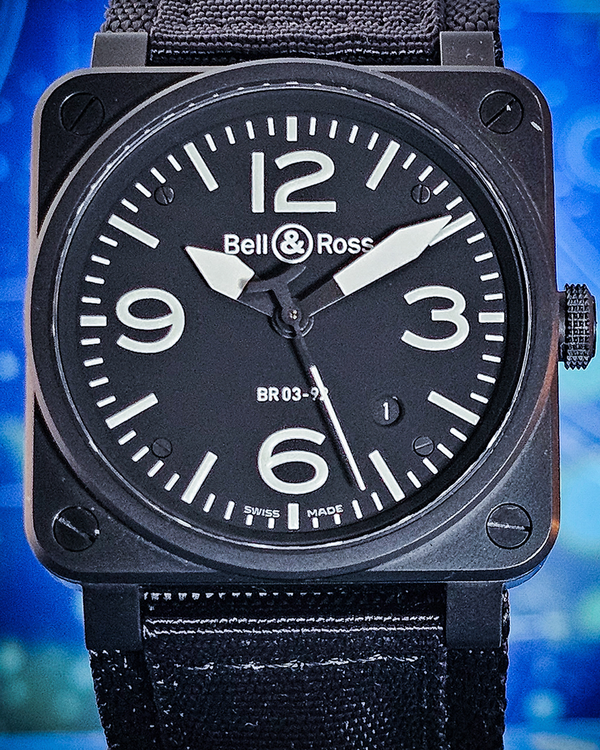 2010 Bell & Ross BR 03 42MM Black Dial Textile Strap (BR03-92-S)