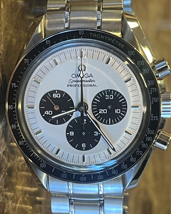 Rare Omega Speedmaster Professional Moonwatch "Mitsukoshi Panda" L.E. 42MM White Dial Steel Bracelet (3570.31)