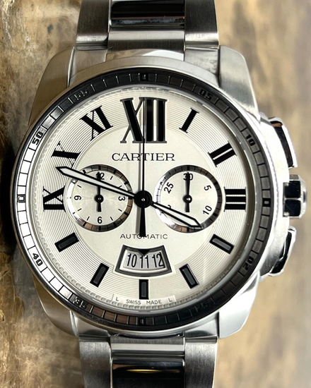 Cartier Calibre de Cartier Chronograph 42MM Silver Dial Steel Bracelet (W7100045)