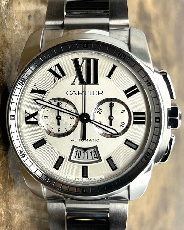 Cartier Calibre de Cartier Chronograph 42MM Silver Dial Steel Bracelet (W7100045)