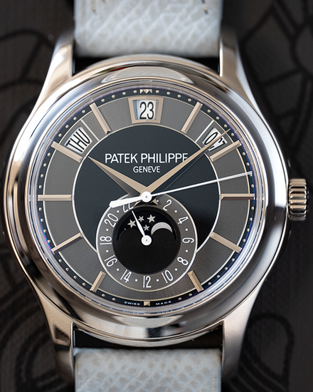 2010 Patek Philippe Annual Calendar 40MM Black Dial Leather Strap (5205G-010)