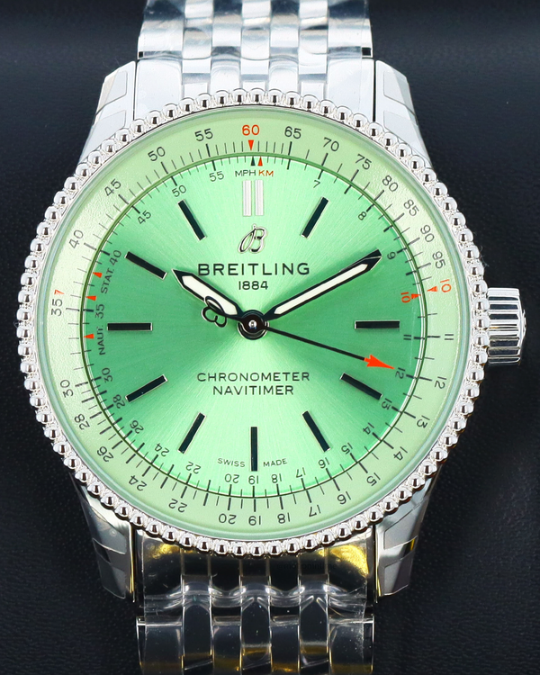 Breitling Navitimer 35MM Green Dial Steel Bracelet (A17395)