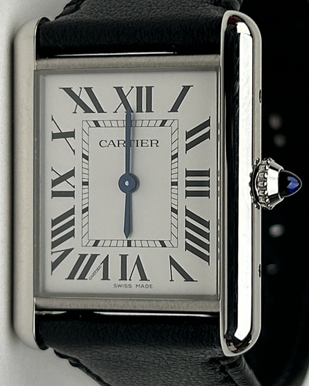 2023 Cartier Tank Must Solarbeat 33.7MM Quartz Silver Dial Leather Strap (WSTA0059)