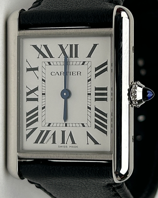 2023 Cartier Tank Must Solarbeat 33.7MM Quartz Silver Dial Leather Strap (WSTA0059)