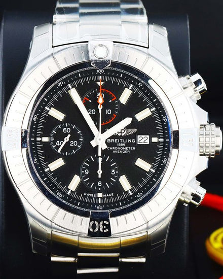 Breitling Super Avenger 48MM Black Dial Steel Bracelet (A13375101B1A1)