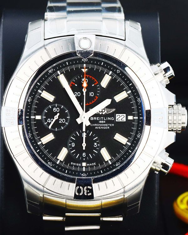 Breitling Super Avenger 48MM Black Dial Steel Bracelet (A13375101B1A1)