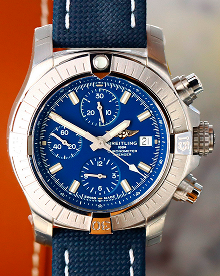 Breitling Avenger 43MM Blue Dial Leather Strap (A13385)