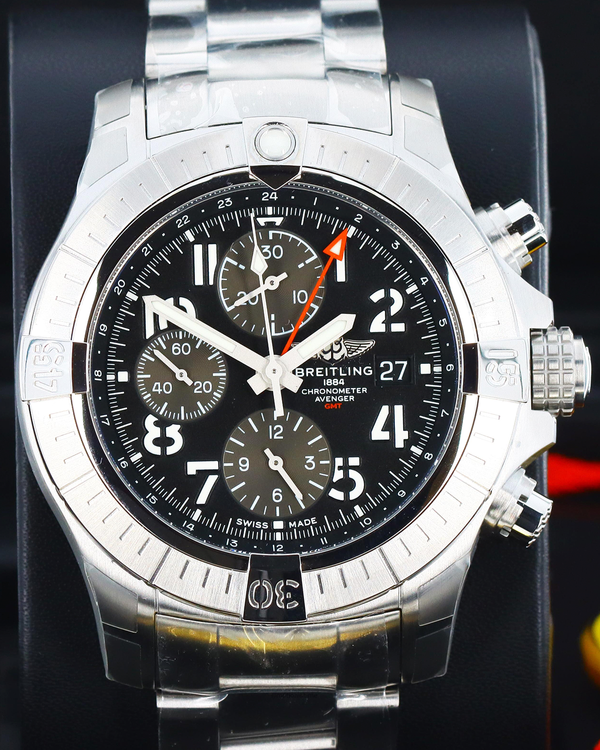 Breitling Avenger Chronograph GMT 45MM Black Dial Steel Bracelet (A24315101B1A1)